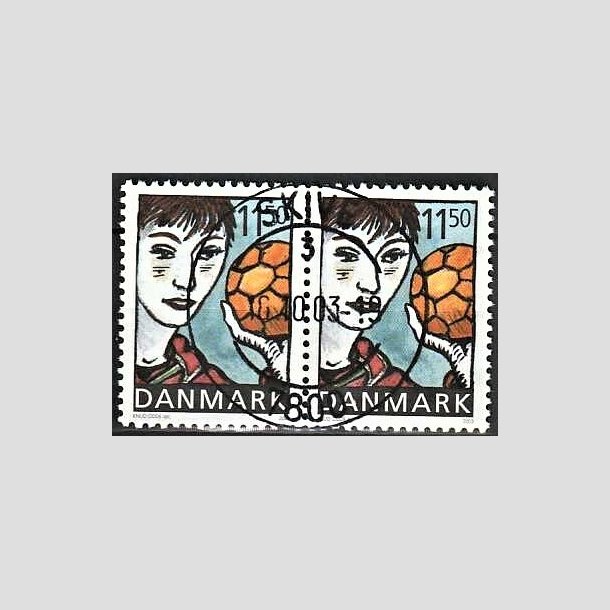 FRIMRKER DANMARK | 2002 - AFA 1345 - Sport og ungdom - 11,50 Kr. Hndbold i par - Pragt Stemplet