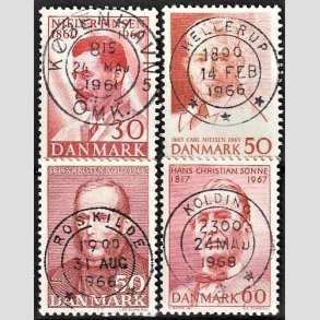 FRIM�RKER DANMARK | 1960-67 - AFA 387,435,444,466 - Niels R. Finsen mv. - 30-60 �re - Pragt Stemplet