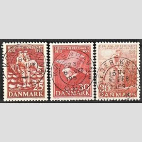 FRIM�RKER DANMARK | 1952-58 - AFA 334,365,372 - Redningsv�snet 100 �r mv. - 25-30 �re - Pragt Stemplet