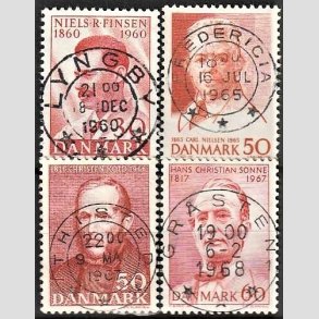 FRIM�RKER DANMARK | 1960-67 - AFA 387,435,444,466 - Niels R. Finsen mv. - 30-60 �re - Pragt Stemplet