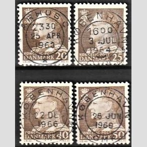 FRIMRKER DANMARK | 1961-67 - AFA 393,414,431,460 - Fr. IX 20-50 re brun - Pragt Stemplet