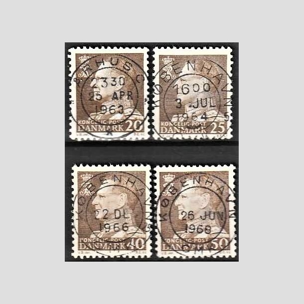 FRIMRKER DANMARK | 1961-67 - AFA 393,414,431,460 - Fr. IX 20-50 re brun - Pragt Stemplet