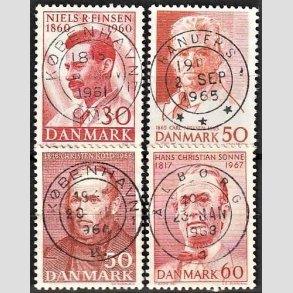FRIM�RKER DANMARK | 1960-67 - AFA 387,435,444,466 - Niels R. Finsen mv. - 30-60 �re - Pragt Stemplet