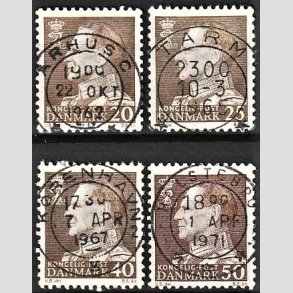 FRIMRKER DANMARK | 1961-67 - AFA 393,414,431,460 - Fr. IX 20-50 re brun - Pragt Stemplet
