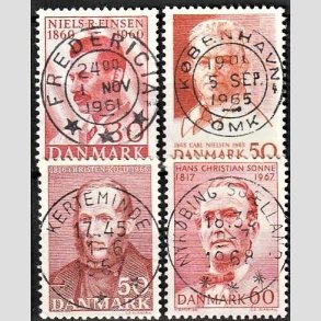 FRIMRKER DANMARK | 1960-67 - AFA 387,435,444,466 - Niels R. Finsen mv. - 30-60 re - Pragt Stemplet