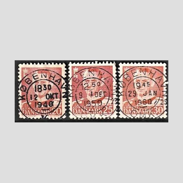 FRIMRKER DANMARK | 1948-53 - AFA 307,321,337 - Fr. IX 20,25,30 re rd - Pragt Stemplet