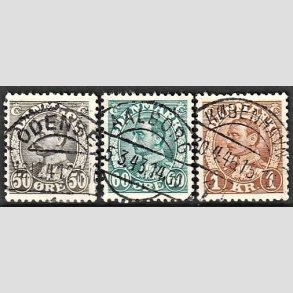 FRIMRKER DANMARK | 1934 - AFA 209,210,211 - Chr. X 50,60 re + 1 Kr. - Lux Stemplet 