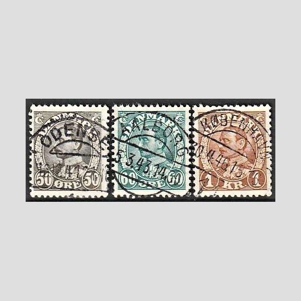 FRIMRKER DANMARK | 1934 - AFA 209,210,211 - Chr. X 50,60 re + 1 Kr. - Lux Stemplet 