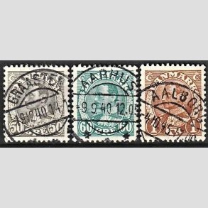 FRIMRKER DANMARK | 1934 - AFA 209,210,211 - Chr. X 50,60 re + 1 Kr. - Lux Stemplet 