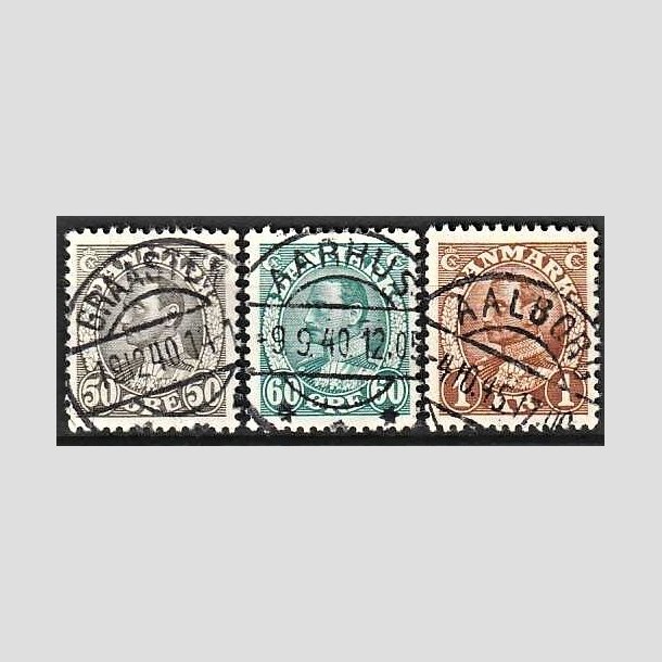 FRIMRKER DANMARK | 1934 - AFA 209,210,211 - Chr. X 50,60 re + 1 Kr. - Lux Stemplet 