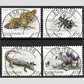 FRIM�RKER DANMARK | 2007 - AFA 1512 - Danmarks natur I - 4,75-13,50 Kr. flerfarvet i komplet s�t - Pragt Stemplet