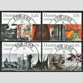 FRIM�RKER DANMARK | 2008 - AFA 1539-42 - Kunstmuseet Louisiana - 5,50-16,00 Kr. flerfarvet i komplet s�t - Pragt Stemplet