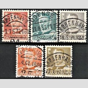 FRIMRKER DANMARK | 1952 - AFA 337,338,340,341,342 - Fr. IX 30 re rd mv. - Lux Stemplet
