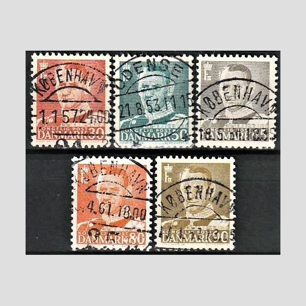 FRIMRKER DANMARK | 1952 - AFA 337,338,340,341,342 - Fr. IX 30 re rd mv. - Lux Stemplet