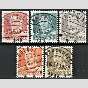 FRIMRKER DANMARK | 1952 - AFA 337,338,340,341,342 - Fr. IX 30 re rd mv. - Lux Stemplet
