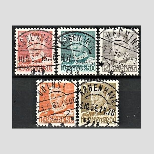 FRIMRKER DANMARK | 1952 - AFA 337,338,340,341,342 - Fr. IX 30 re rd mv. - Lux Stemplet