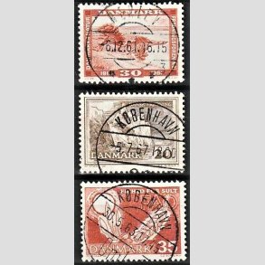 FRIM�RKER DANMARK | 1961 - AFA 392,411,412 - Fredning, FAO og M�ns Klint - 30+20+35 �re - Pragt Stemplet