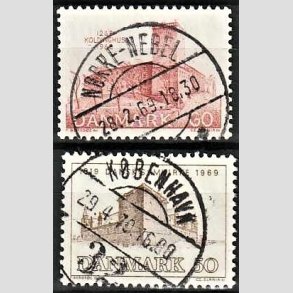 FRIM�RKER DANMARK | 1968 - AFA 471,483 - Koldinghus og Kronborg slot - 60 + 50 �re - Pragt Stemplet