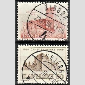 FRIM�RKER DANMARK | 1968 - AFA 471,483 - Koldinghus og Kronborg slot - 60 + 50 �re - Pragt Stemplet