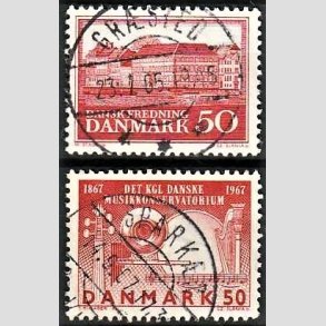 FRIM�RKER DANMARK | 1966,67 - AFA 445,452 - Assistenshuset og Konservatorium - 50 + 50 �re - Pragt Stemplet
