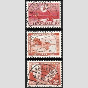 FRIM�RKER DANMARK | 1960 - AFA 386,392,412 - Fyr, Fredning og FAO - 30+30+35 �re - Pragt Stemplet