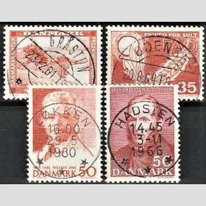 FRIM�RKER DANMARK | 1961 - AFA 392,412,435,444 - Fredning, FAO mv - 30+35+50+50 �re - Pragt Stemplet