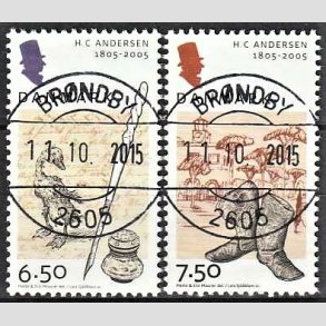 FRIM�RKER DANMARK | 2005 - AFA 1424,1425 - H.C. Andersen - 6,50 + 7,50 Kr. Pen og bl�k + Rejsest�vler - Pragt Stemplet