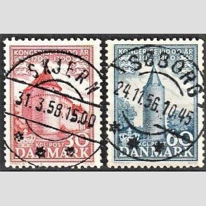 FRIMRKER DANMARK | 1953-56 - AFA 349,350 - Kongeriget 1000 r - 30 + 60 re - Pragt Stemplet