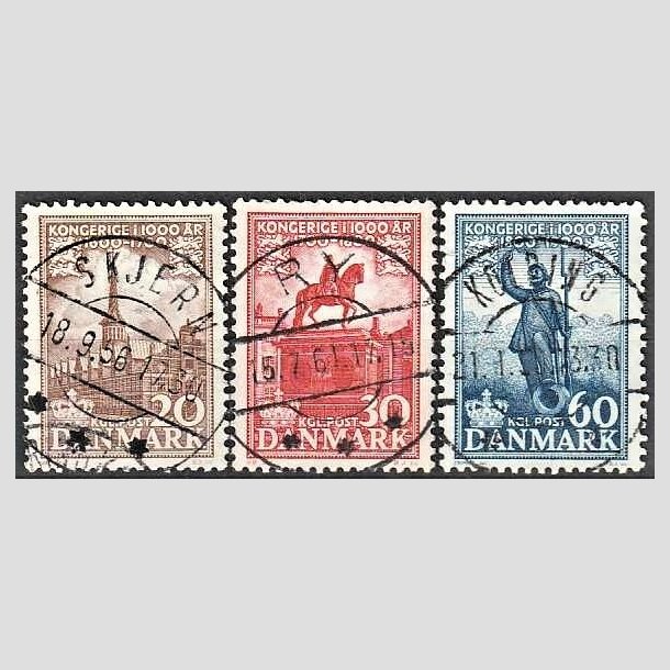 FRIMRKER DANMARK | 1953-56 - AFA 353,354,355 - Kongeriget 1000 r - 20+30+60 re - Pragt Stemplet