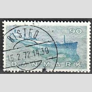 FRIM�RKER DANMARK | 1970 - AFA 506 - Dansk Skibsfart - 90 �re bl�gr�n/bl� - Pragt Stemplet �lsted