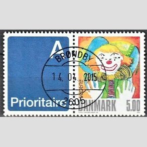 FRIM�RKER DANMARK | 2002 - AFA 1320v - Cirkus - 5,00 Kr. flerfarvet + vignet - Pragt Stemplet