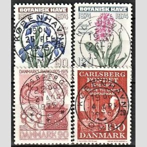 FRIM�RKER DANMARK | 1974 - AFA 577,578,583,626 - Botanisk Have 100 �r. mv. - 90-120 �re - Pragt Stemplet