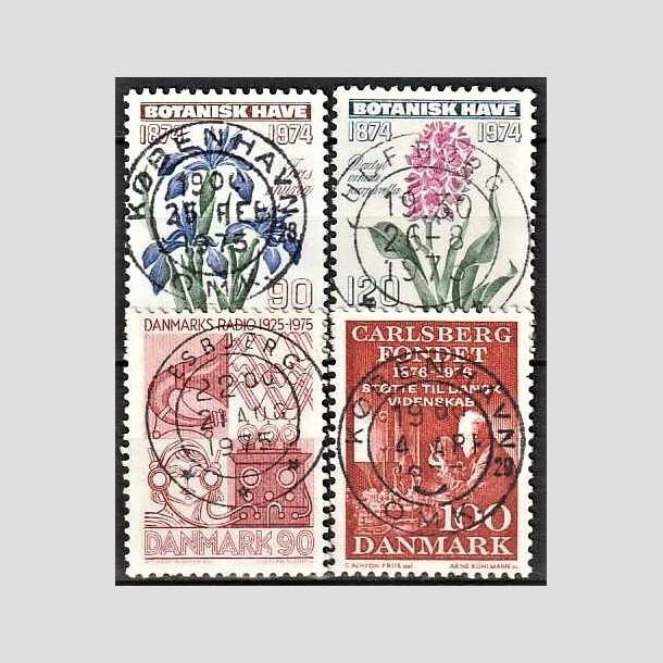 FRIMRKER DANMARK | 1974 - AFA 577,578,583,626 - Botanisk Have 100 r. mv. - 90-120 re - Pragt Stemplet