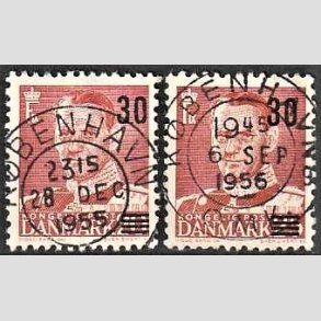 FRIMRKER DANMARK | 1955 - AFA 363,364 - Provisorier - 30/20 + 30/25 re rd - Pragt Stemplet