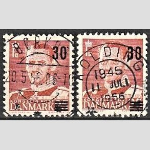 FRIMRKER DANMARK | 1955 - AFA 363,364 - Provisorier - 30/20 + 30/25 re rd - Pragt Stemplet
