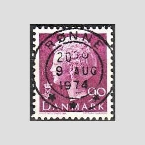 FRIMRKER DANMARK | 1974 - AFA 562 - Dronning Margrethe - 90 re violet - Pragt Stemplet Rnne