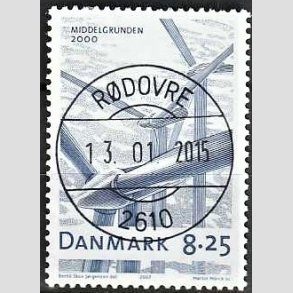 FRIM�RKER DANMARK | 2007 - AFA 1495 - Danske vindm�ller - 8,25 Kr. bl� - Pragt Stemplet
