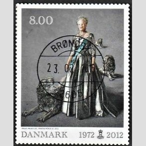 FRIMRKER DANMARK | 2012 - AFA 1694 - Dronning i 40 r - 8,00 Kr. flerfarvet - Pragt Stemplet