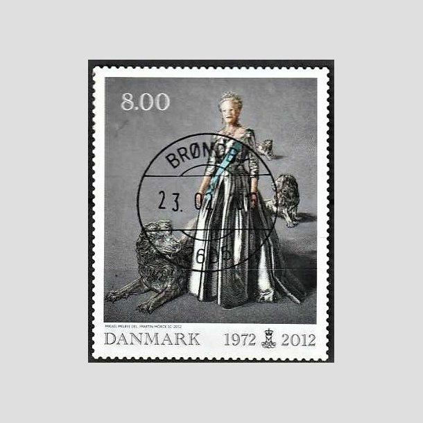 FRIMRKER DANMARK | 2012 - AFA 1694 - Dronning i 40 r - 8,00 Kr. flerfarvet - Pragt Stemplet