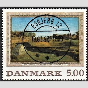 FRIMRKER DANMARK | 1992 - AFA 1032 - Maleriserie 5. - 5,00 Kr. J. Th. Lundbye - Pragt Stemplet