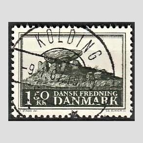 FRIM�RKER DANMARK | 1966 - AFA 451 - Fredningsserie Jydsk k�mpeh�j - 1,50 Kr. sortgr�n - Pragt Stemplet