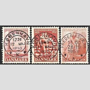 FRIM�RKER DANMARK | 1950 - AFA 317,334,372 - Statsradiofonien 25 �r mv. - 20-30 �re - Pragt Stemplet