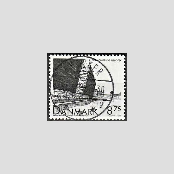 FRIMRKER DANMARK | 1999 - AFA 1221 - Det Kongelige Bibliotek - 8,75 Kr. sort - Pragt Stemplet