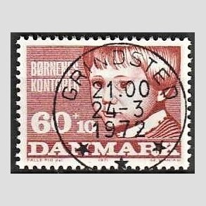FRIMRKER DANMARK | 1971 - AFA 512 - Brnenes kontor - 60 + 10 re brunrd - Pragt Stemplet Grindsted