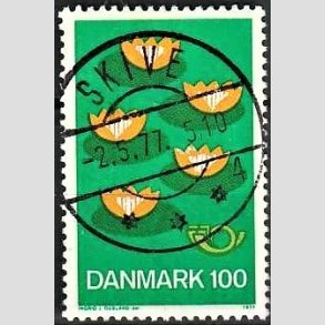 FRIM�RKER DANMARK | 1977 - AFA 631 - F�llesnordisk udgave - 100 �re gr�n/gul/m�rk - Pragt Stemplet Skive