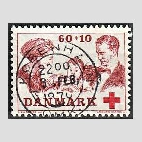 FRIMRKER DANMARK | 1969 - AFA 492 - Dansk Rde Kors velgrendhed - 60 + 10 re brunrd/rd - Pragt Stemplet