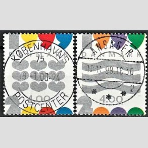 FRIM�RKER DANMARK | 1999 - AFA 1232,1233 - Millennium-frim�rker - 4,00 + 4,00 Kr. i s�t - Pragt Stemplet