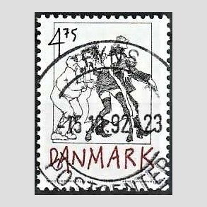 FRIM�RKER DANMARK | 1992 - AFA 1030 - Danske tegneseriefigurer - 4,75 Kr. sort/r�d - Pragt Stemplet