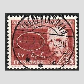 FRIMRKER DANMARK | 1963 - AFA 420 - Niels Bohr - 35 re rdbrun - Pragt Stemplet