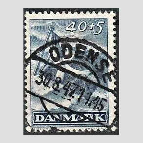 FRIMRKER DANMARK | 1947 - AFA 301 - Modstandsbevgelsen - 40 + 5 re bl - Lux Stemplet